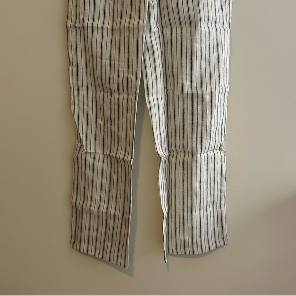 Reformation Olina Linen Pants Small Striped Women’s White Cream Blue Pull On - Picture 10 of 11